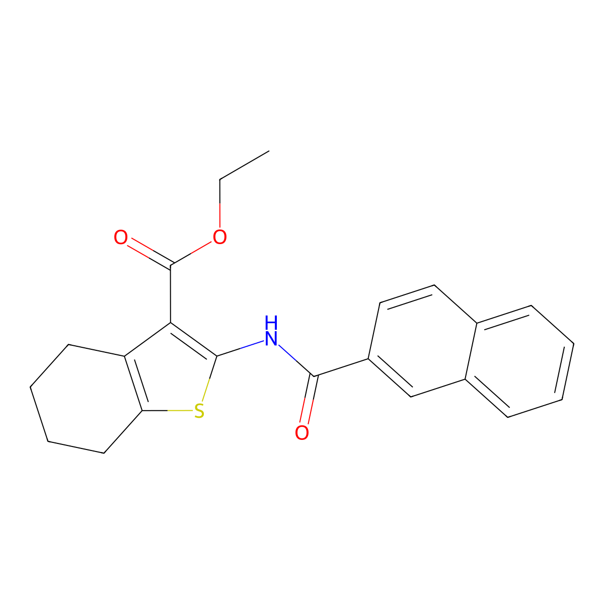 Ethyl 2-(2-naphthoylamino)-4,5,6,7-tetrahydro-1-benzothiophene-3-carboxylate molecular structure, CAS 331712-81-3