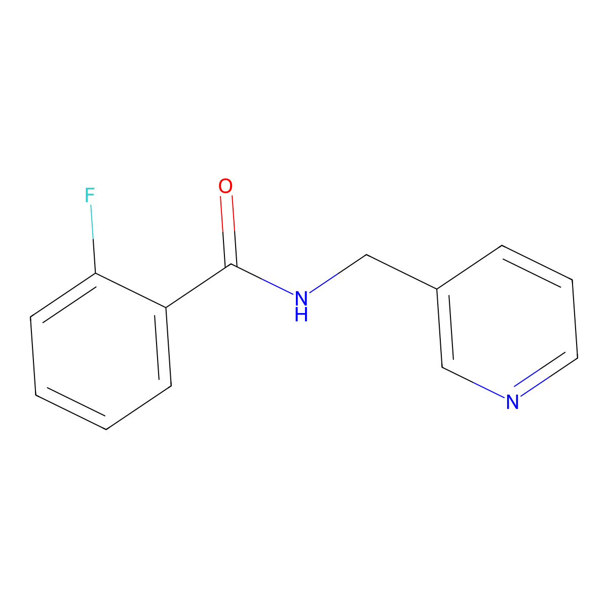 2-fluoro-N-(pyridin-3-ylmethyl)benzamide molecular structure, CAS 331712-95-9