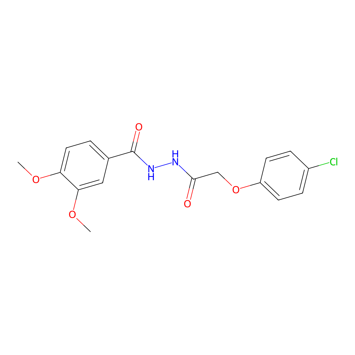 N'-[(4-chlorophenoxy)acetyl]-3,4-dimethoxybenzohydrazide molecular structure, CAS 331713-17-8