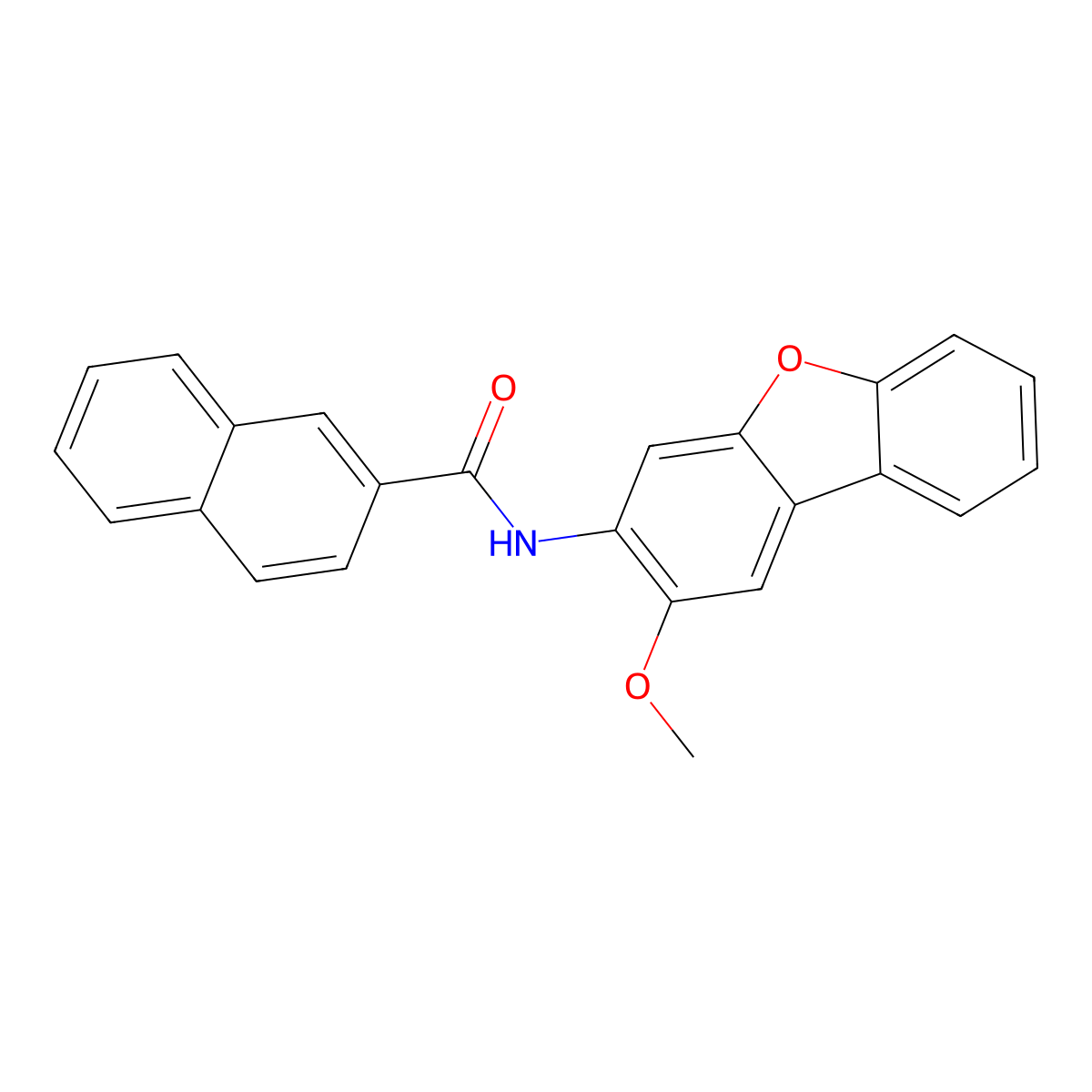 N-(2-methoxydibenzofuran-3-yl)naphthalene-2-carboxamide molecular structure, CAS 331713-46-3
