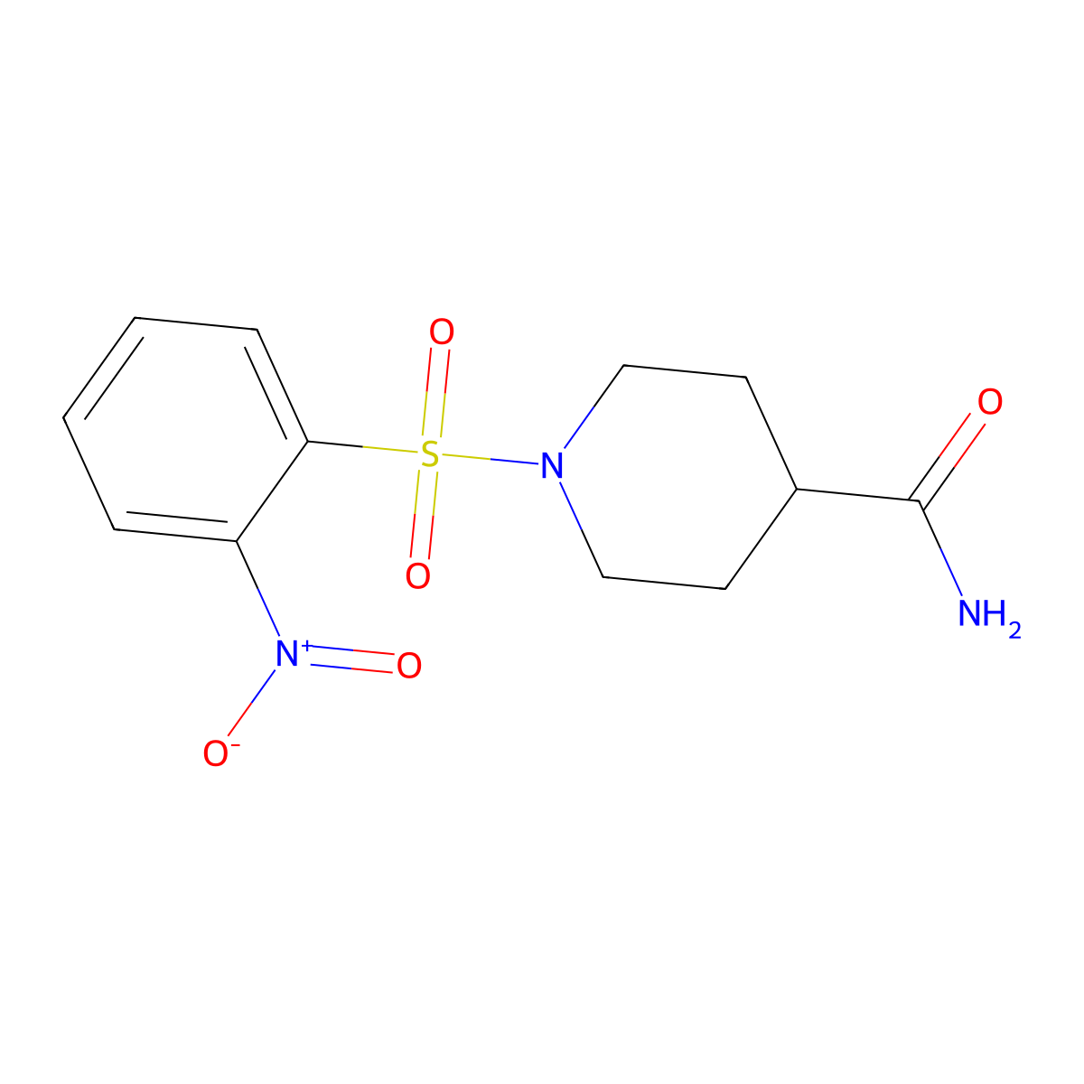 1-(2-Nitrophenyl)sulfonylpiperidine-4-carboxamide molecular structure, CAS 331713-48-5