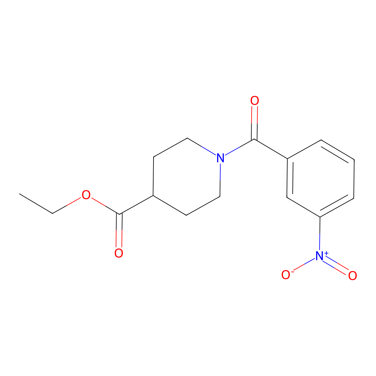 Ethyl 1-(3-nitrobenzoyl)piperidine-4-carboxylate molecular structure, CAS 331713-57-6