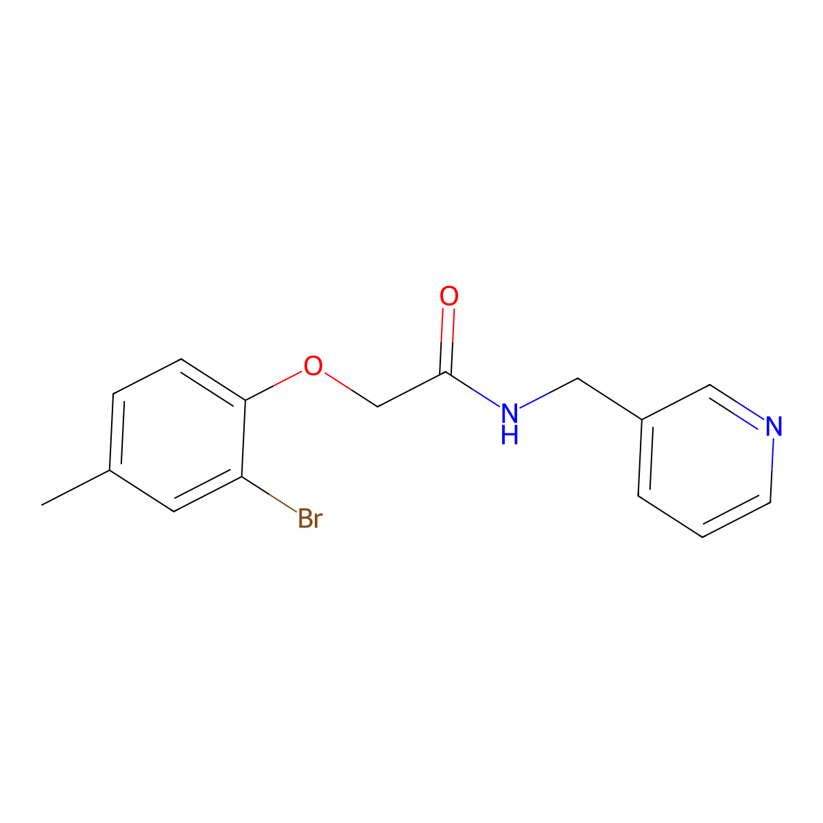 2-(2-bromo-4-methylphenoxy)-N-(pyridin-3-ylmethyl)acetamide molecular structure, CAS 331713-66-7