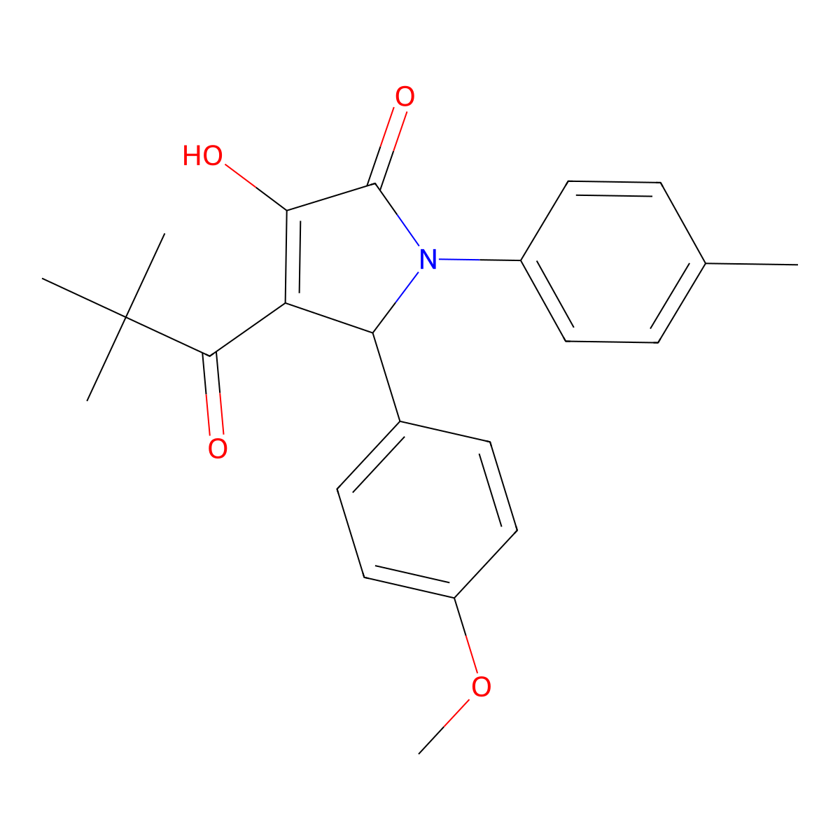 3-(2,2-dimethylpropanoyl)-4-hydroxy-2-(4-methoxyphenyl)-1-(4-methylphenyl)-2H-pyrrol-5-one molecular structure, CAS 331723-22-9