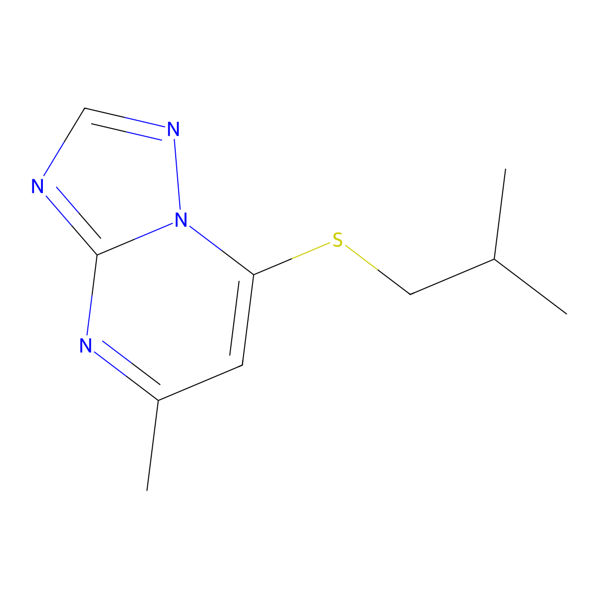 Isobutyl 5-methyl[1,2,4]triazolo[1,5-a]pyrimidin-7-yl sulfide molecular structure, CAS 331723-25-2