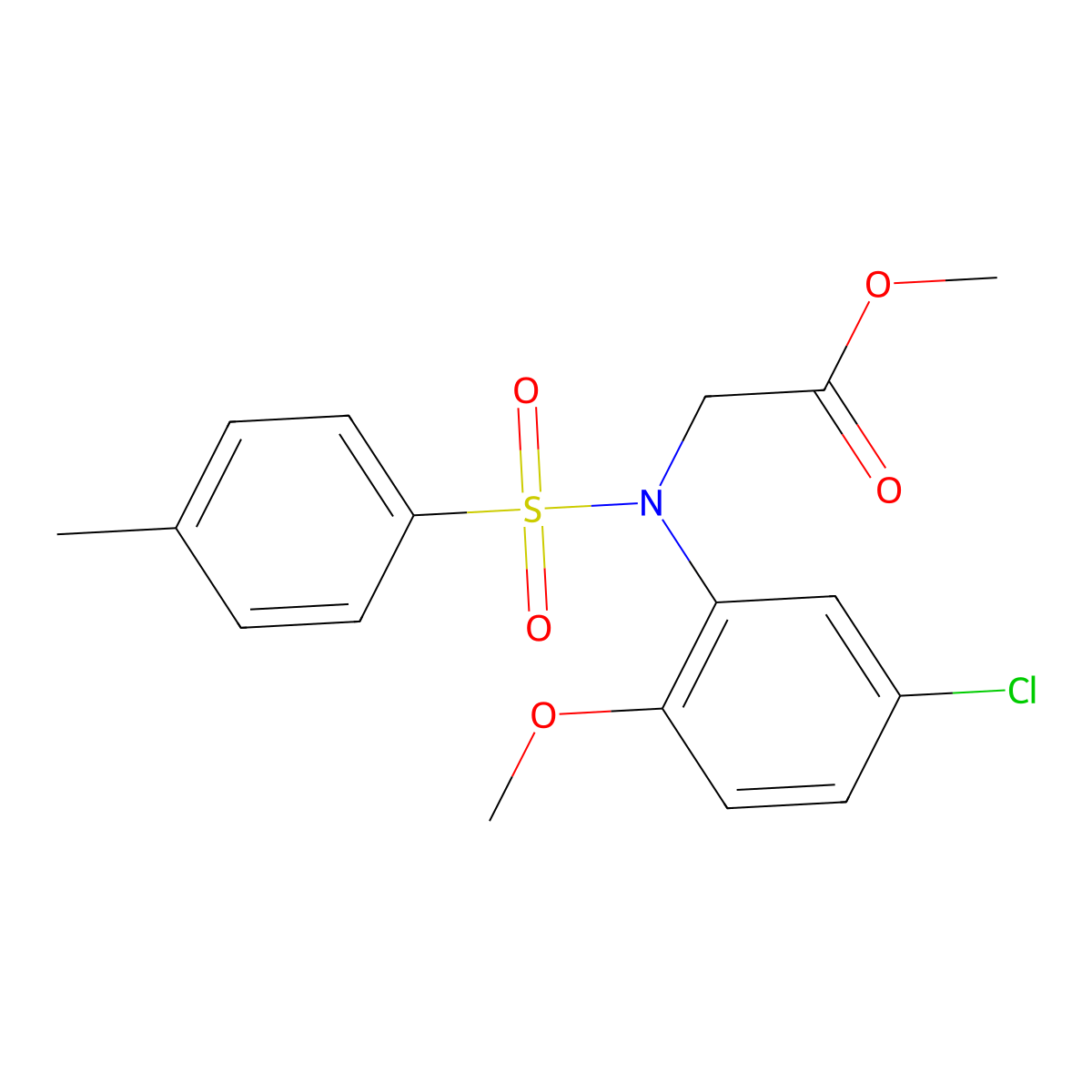 Methyl N-(5-chloro-2-methoxyphenyl)-N-[(4-methylphenyl)sulfonyl]glycinate molecular structure, CAS 331725-42-9