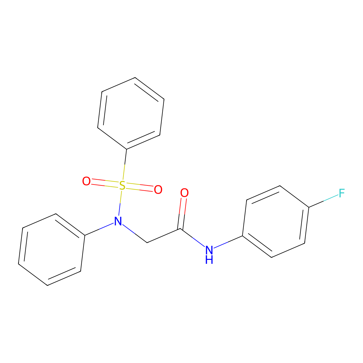 N-(4-fluorophenyl)-2-[(phenylsulfonyl)anilino]acetamide molecular structure, CAS 331727-06-1