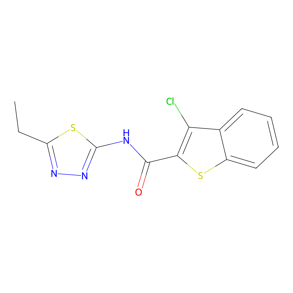 3-chloro-N-(5-ethyl-1,3,4-thiadiazol-2-yl)-1-benzothiophene-2-carboxamide molecular structure, CAS 331736-82-4