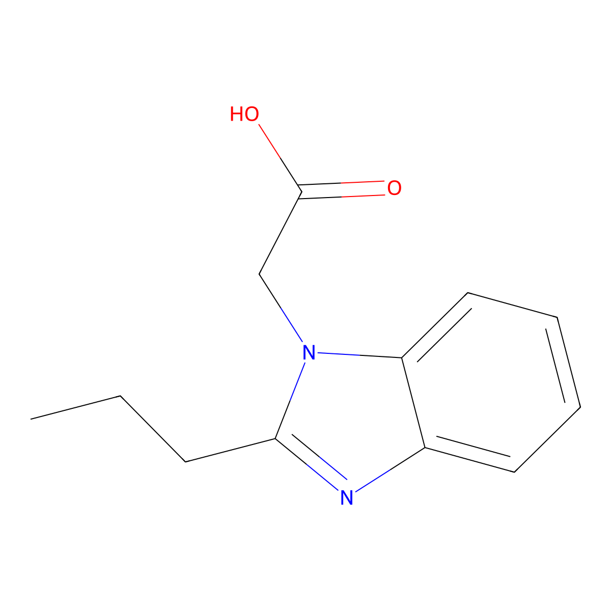(2-Propyl-1H-benzimidazol-1-yl)acetic acid molecular structure, CAS 331736-92-6