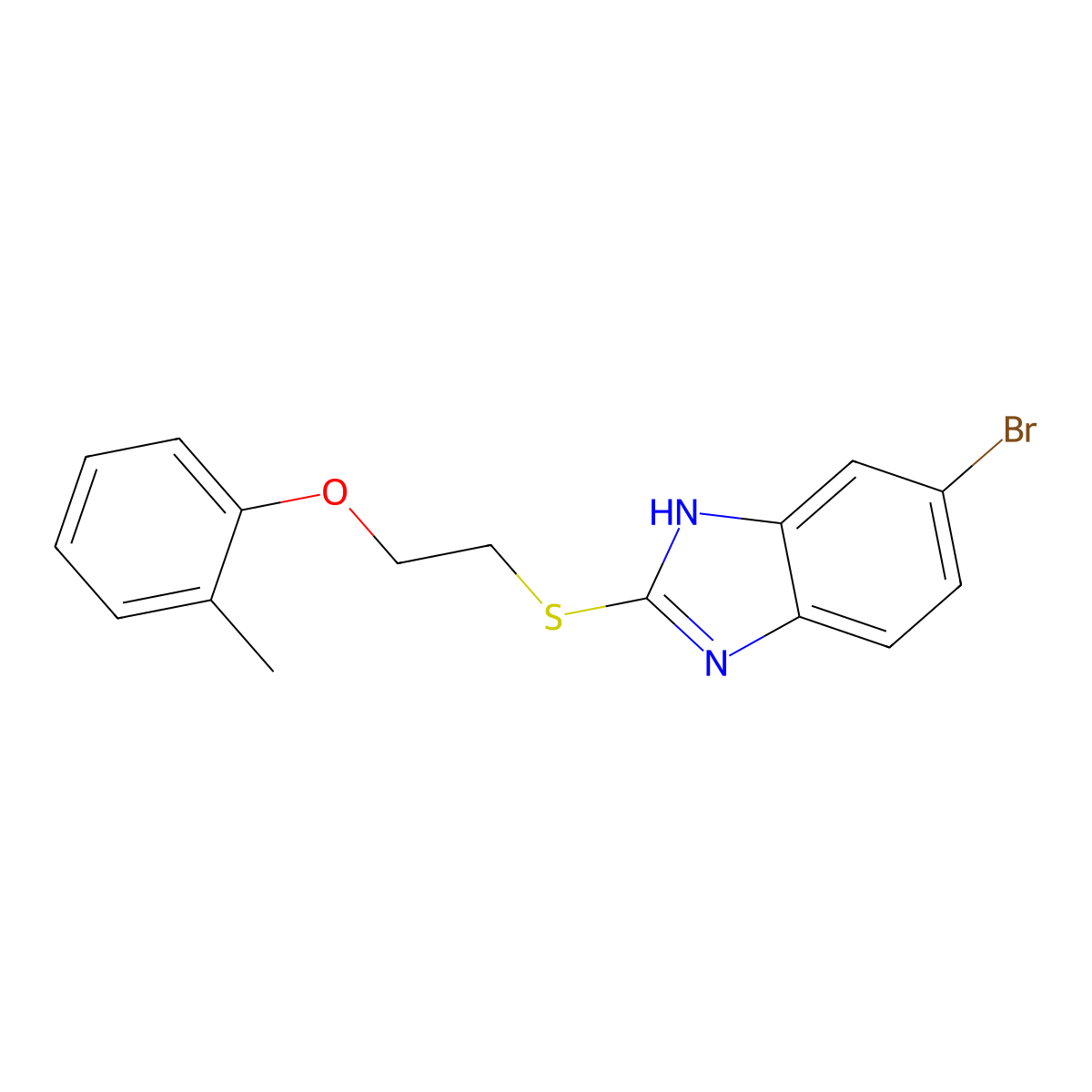 6-bromo-2-[2-(2-methylphenoxy)ethylsulfanyl]-1H-benzimidazole molecular structure, CAS 331736-93-7
