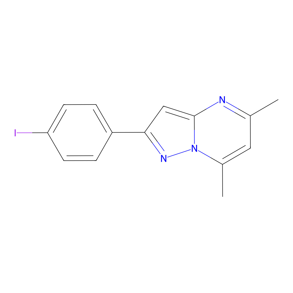 2-(4-Iodophenyl)-5,7-dimethylpyrazolo[1,5-a]pyrimidine molecular structure, CAS 331739-34-5