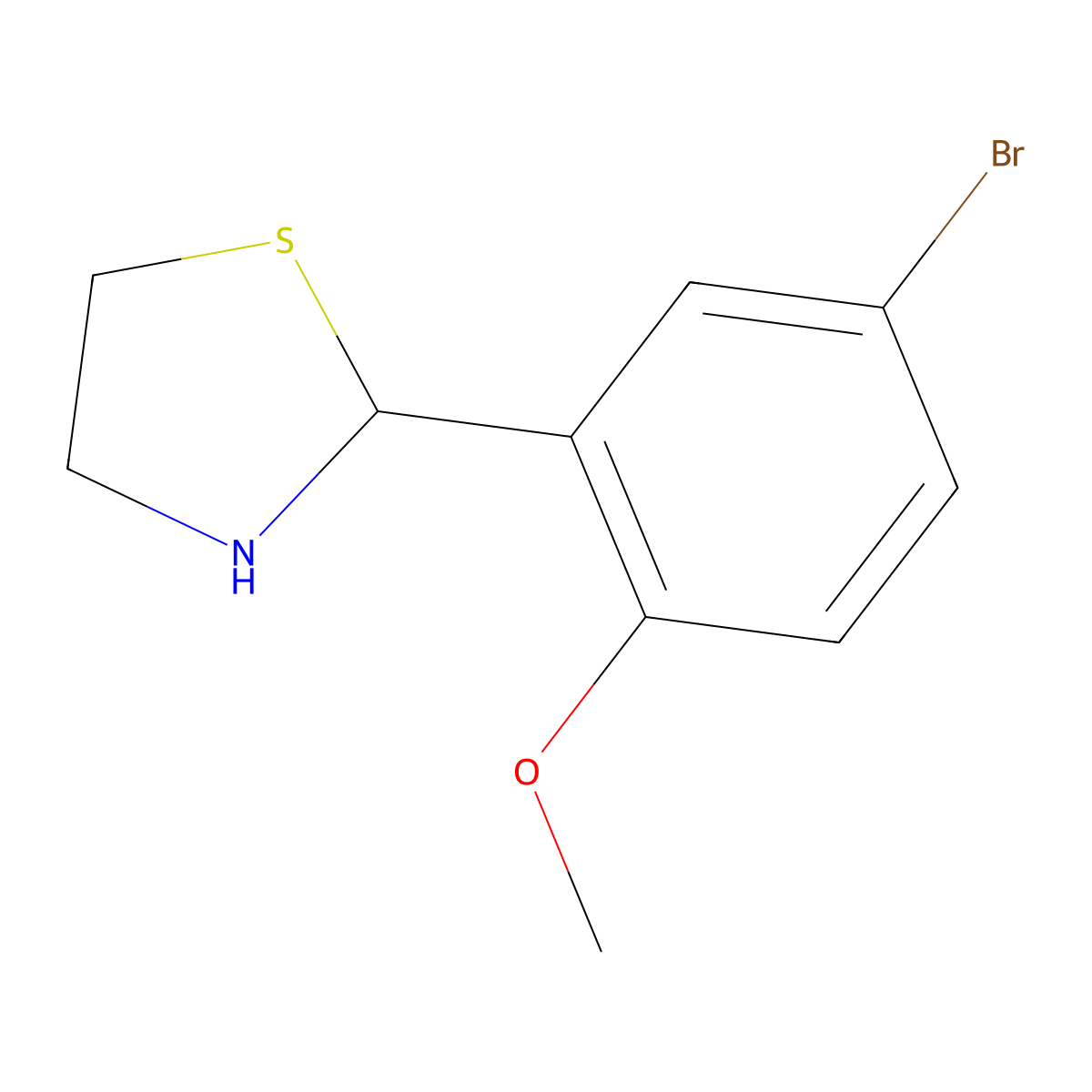 2-(5-Bromo-2-methoxyphenyl)-1,3-thiazolidine molecular structure, CAS 331739-54-9