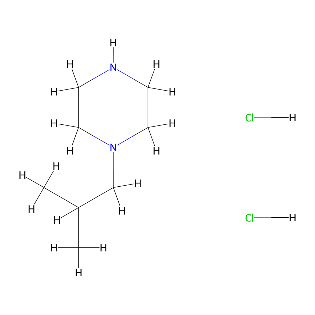 1-Isobutylpiperazine dihydrochloride molecular structure, CAS 33174-08-2