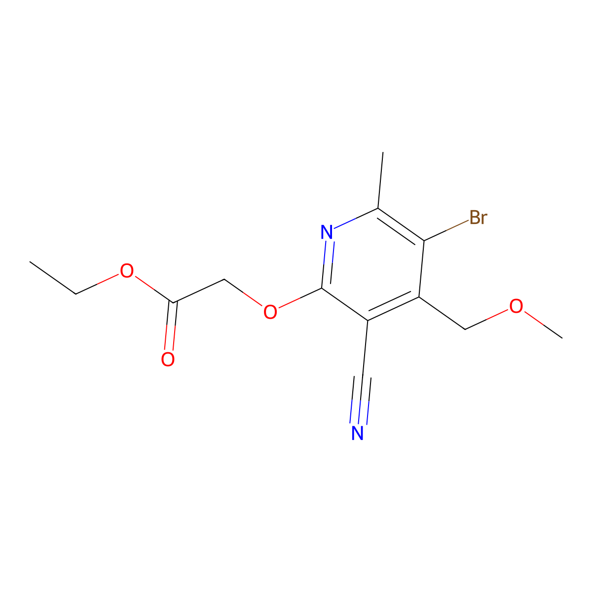 Ethyl {[5-bromo-3-cyano-4-(methoxymethyl)-6-methyl-2-pyridinyl]oxy}acetate molecular structure, CAS 331749-75-8