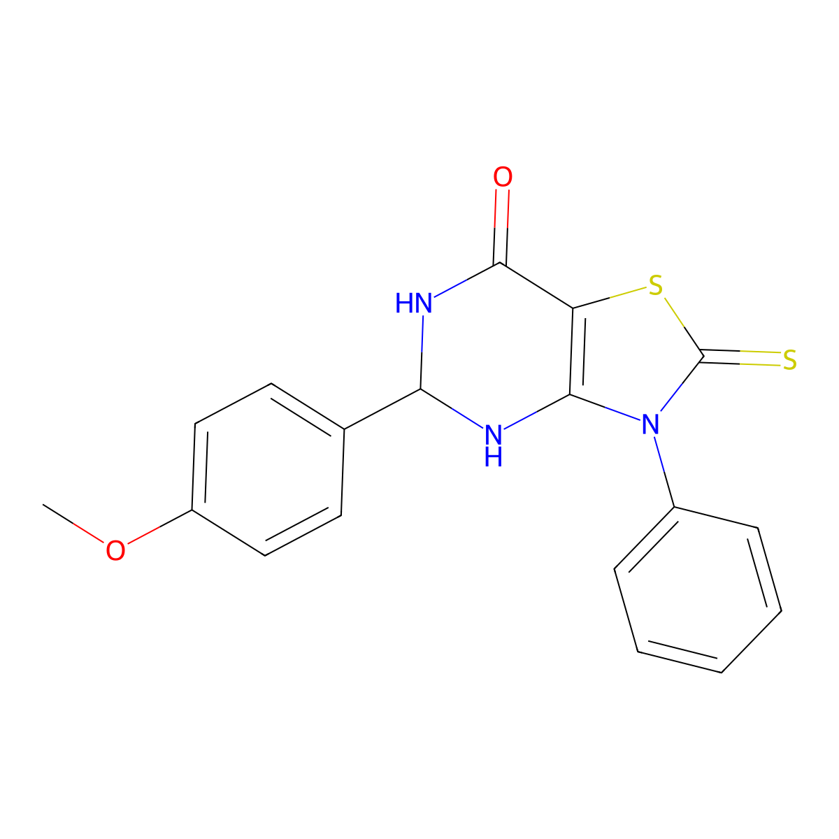 5-(4-methoxyphenyl)-3-phenyl-2-sulfanylidene-5,6-dihydro-4H-[1,3]thiazolo[4,5-d]pyrimidin-7-one molecular structure, CAS 331749-89-4