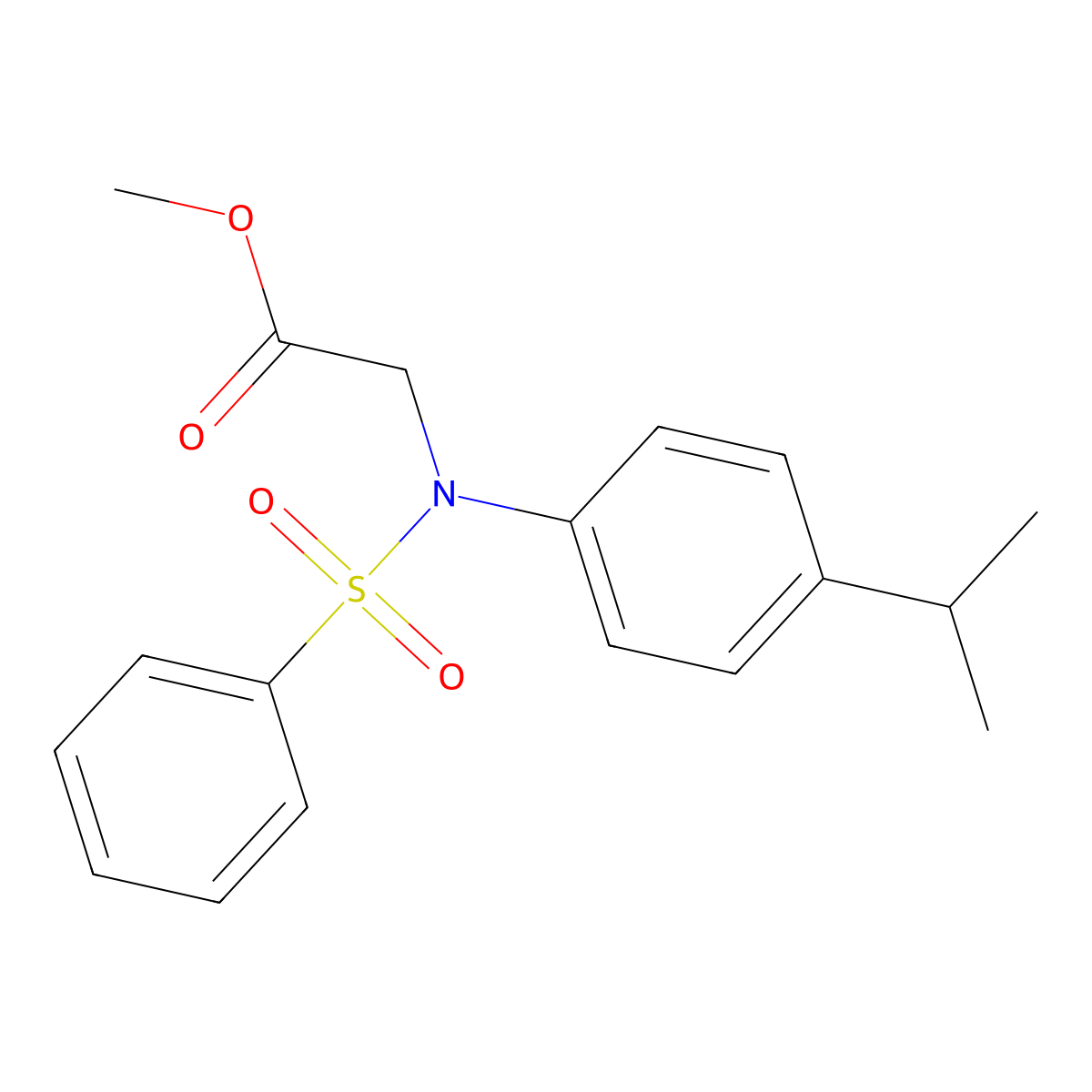 Methyl N-(4-isopropylphenyl)-N-(phenylsulfonyl)glycinate molecular structure, CAS 331750-13-1