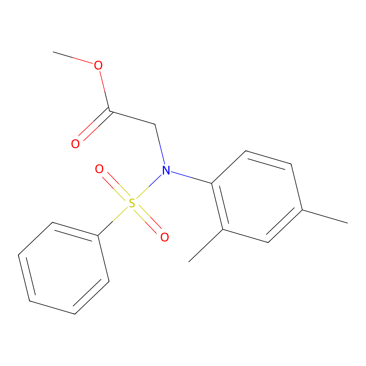 Methyl N-(2,4-dimethylphenyl)-N-(phenylsulfonyl)glycinate molecular structure, CAS 331750-15-3