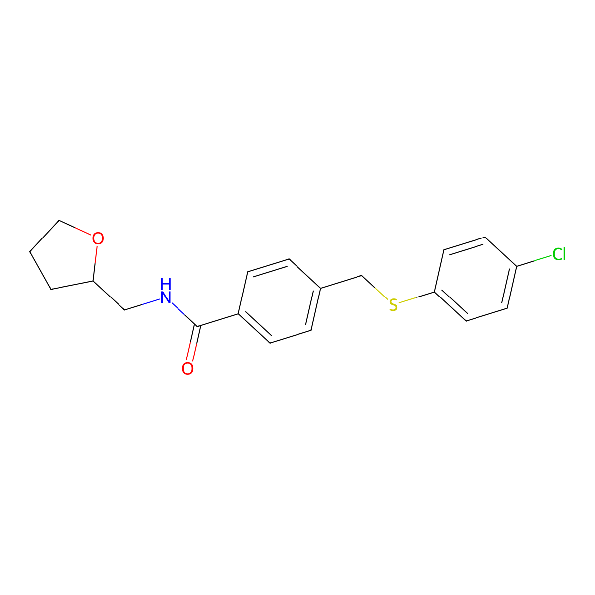 4-[(4-chlorophenyl)sulfanylmethyl]-N-(oxolan-2-ylmethyl)benzamide molecular structure, CAS 331750-18-6