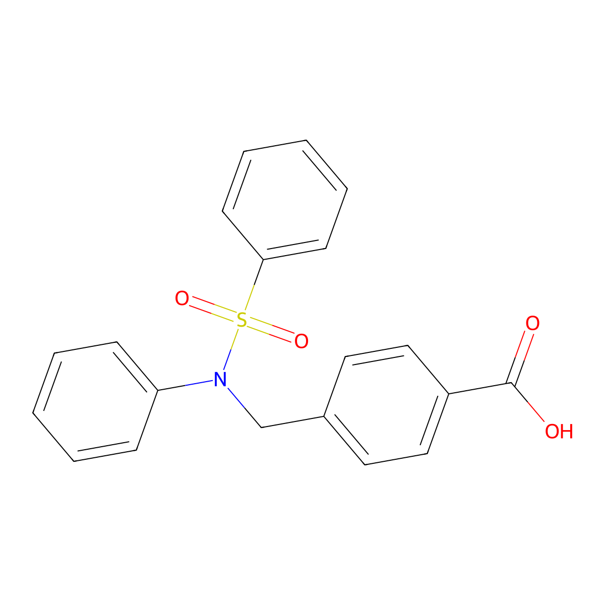 4-{[Phenyl(phenylsulfonyl)amino]methyl}benzoic acid molecular structure, CAS 331750-21-1
