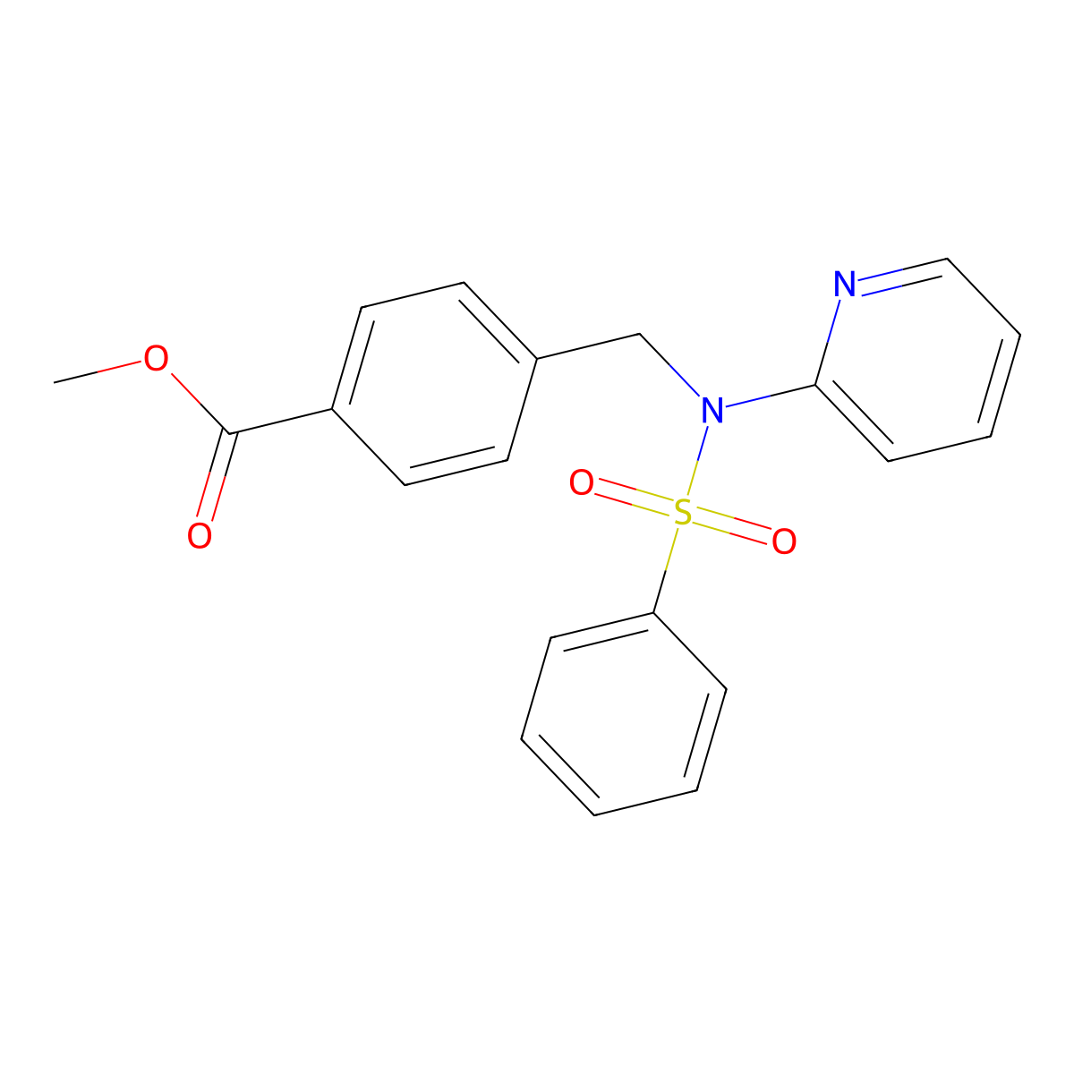 Methyl 4-{[(phenylsulfonyl)(2-pyridinyl)amino]methyl}benzoate molecular structure, CAS 331750-23-3