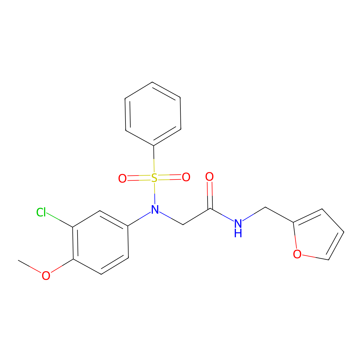 2-[N-(benzenesulfonyl)-3-chloro-4-methoxyanilino]-N-(furan-2-ylmethyl)acetamide molecular structure, CAS 331750-40-4