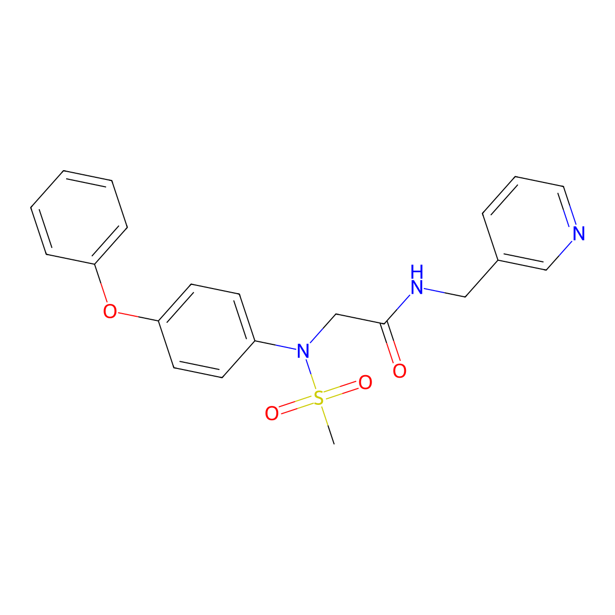 2-(N-methylsulfonyl-4-phenoxyanilino)-N-(pyridin-3-ylmethyl)acetamide molecular structure, CAS 331750-48-2