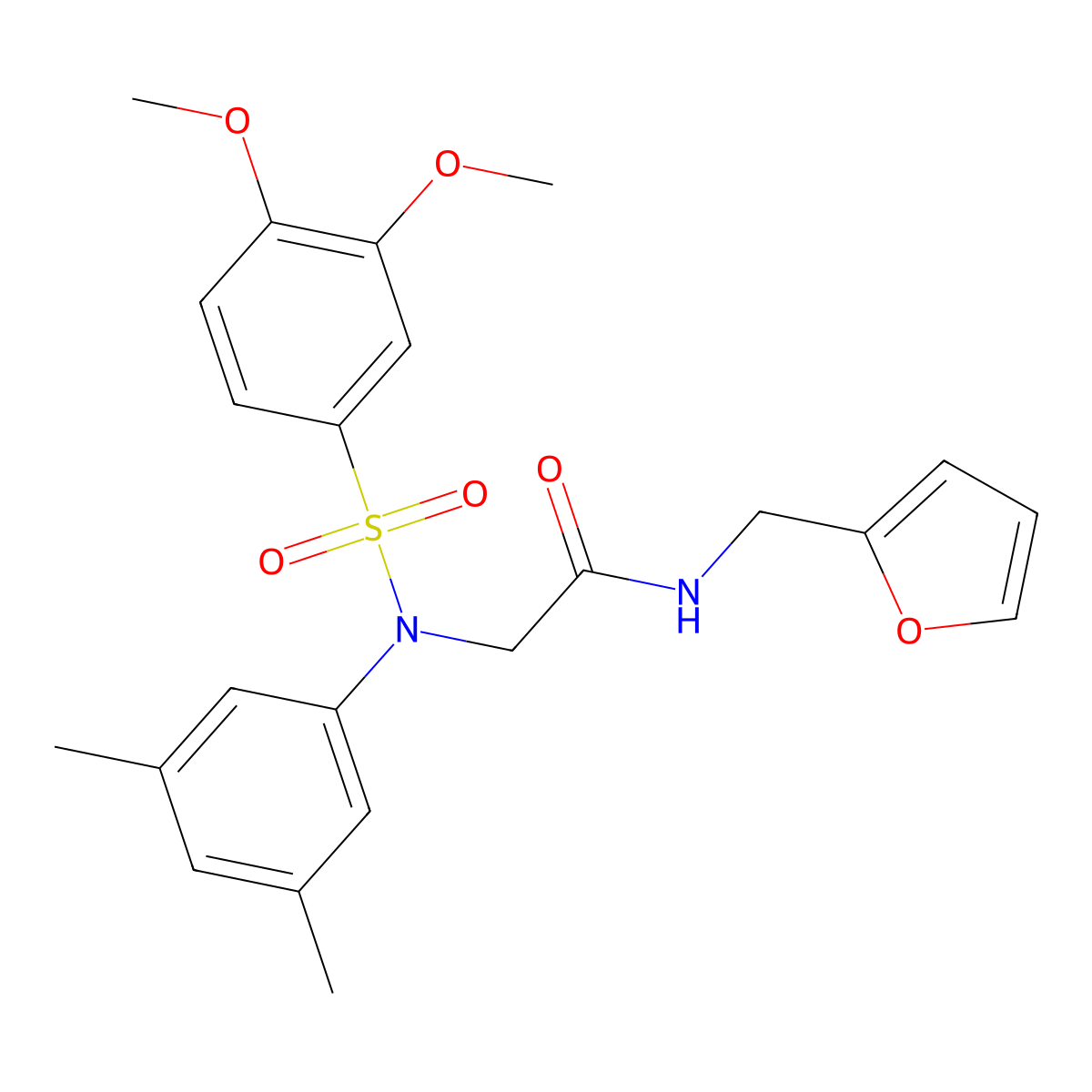 2-(N-(3,4-dimethoxyphenyl)sulfonyl-3,5-dimethylanilino)-N-(furan-2-ylmethyl)acetamide molecular structure, CAS 331750-73-3