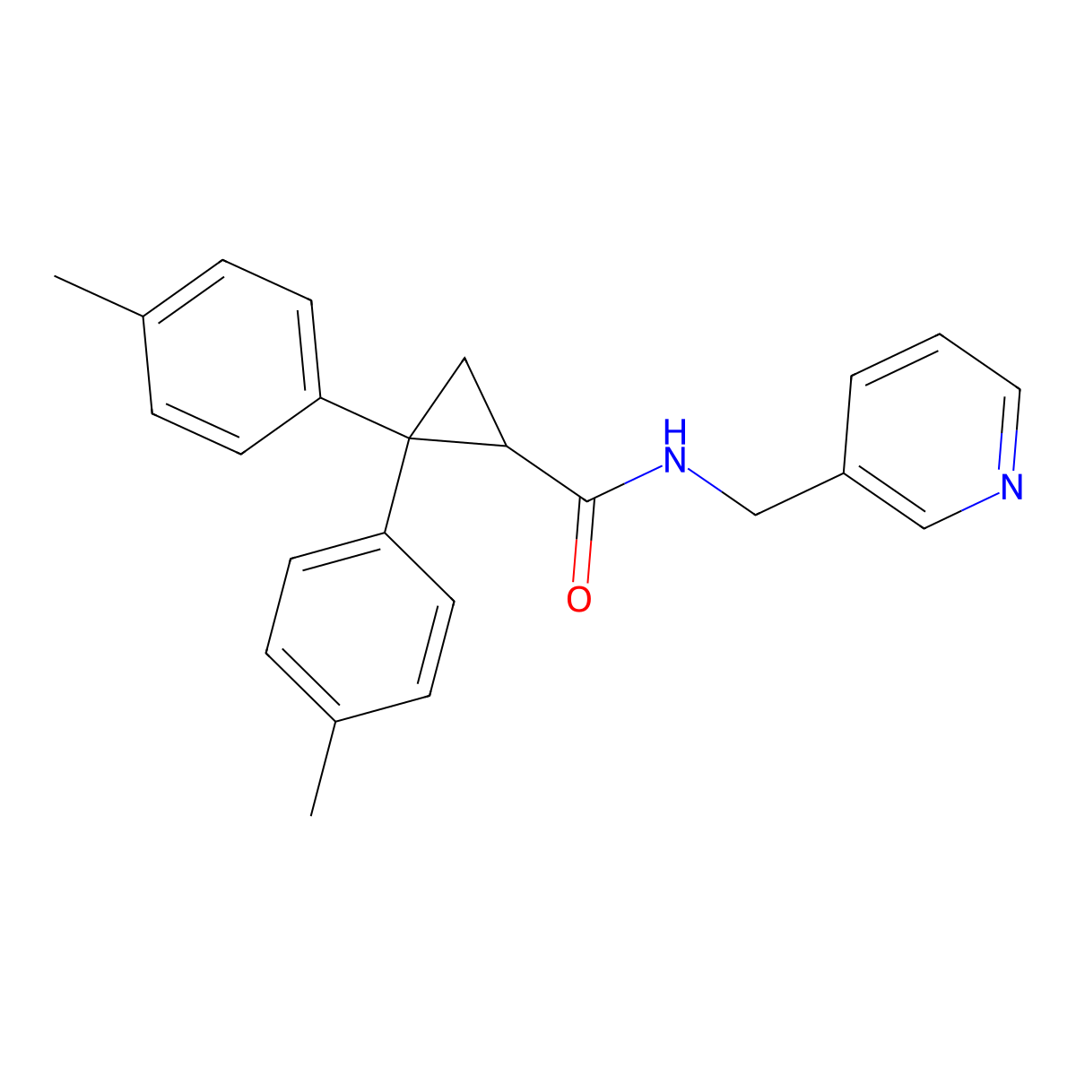 2,2-bis(4-methylphenyl)-N-(pyridin-3-ylmethyl)cyclopropane-1-carboxamide molecular structure, CAS 331751-05-4