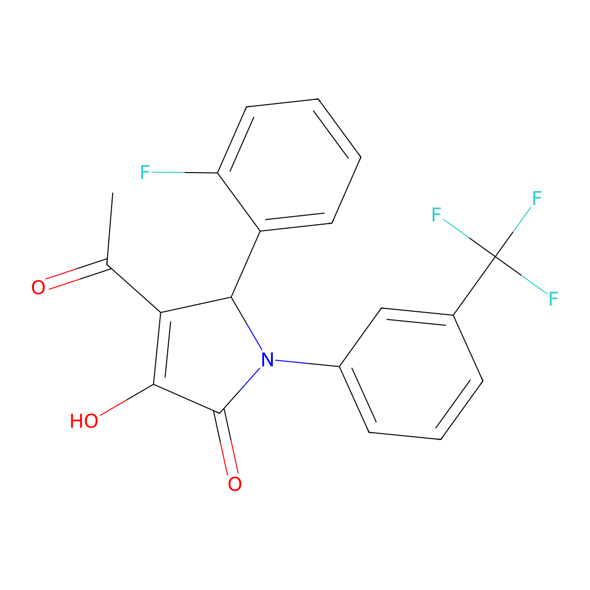 3-acetyl-2-(2-fluorophenyl)-4-hydroxy-1-[3-(trifluoromethyl)phenyl]-2H-pyrrol-5-one molecular structure, CAS 331751-36-1