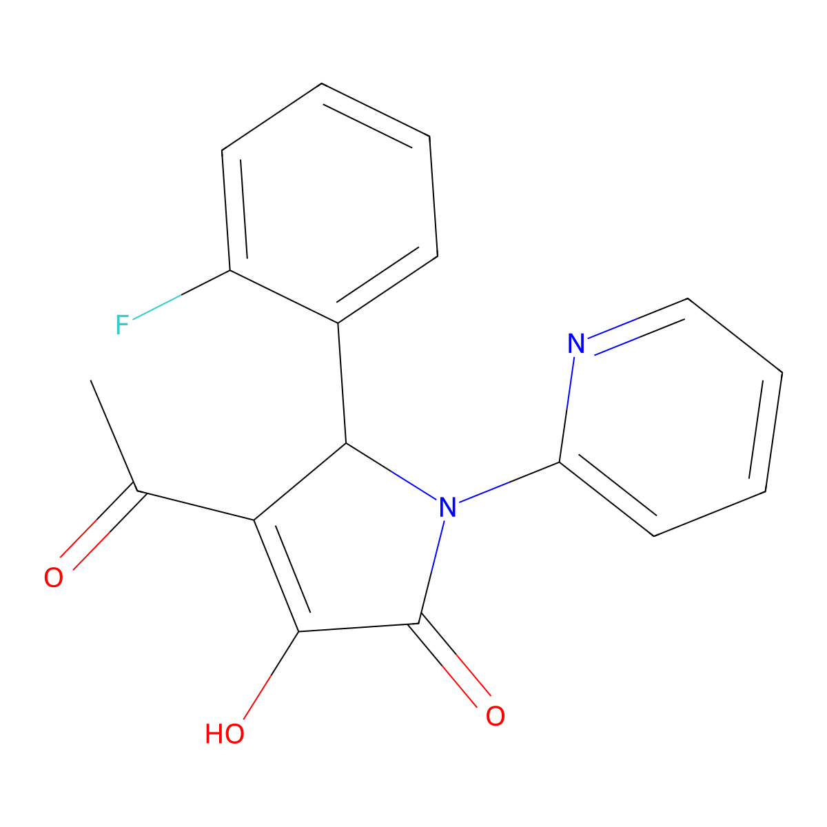 3-acetyl-2-(2-fluorophenyl)-4-hydroxy-1-pyridin-2-yl-2H-pyrrol-5-one molecular structure, CAS 331751-43-0