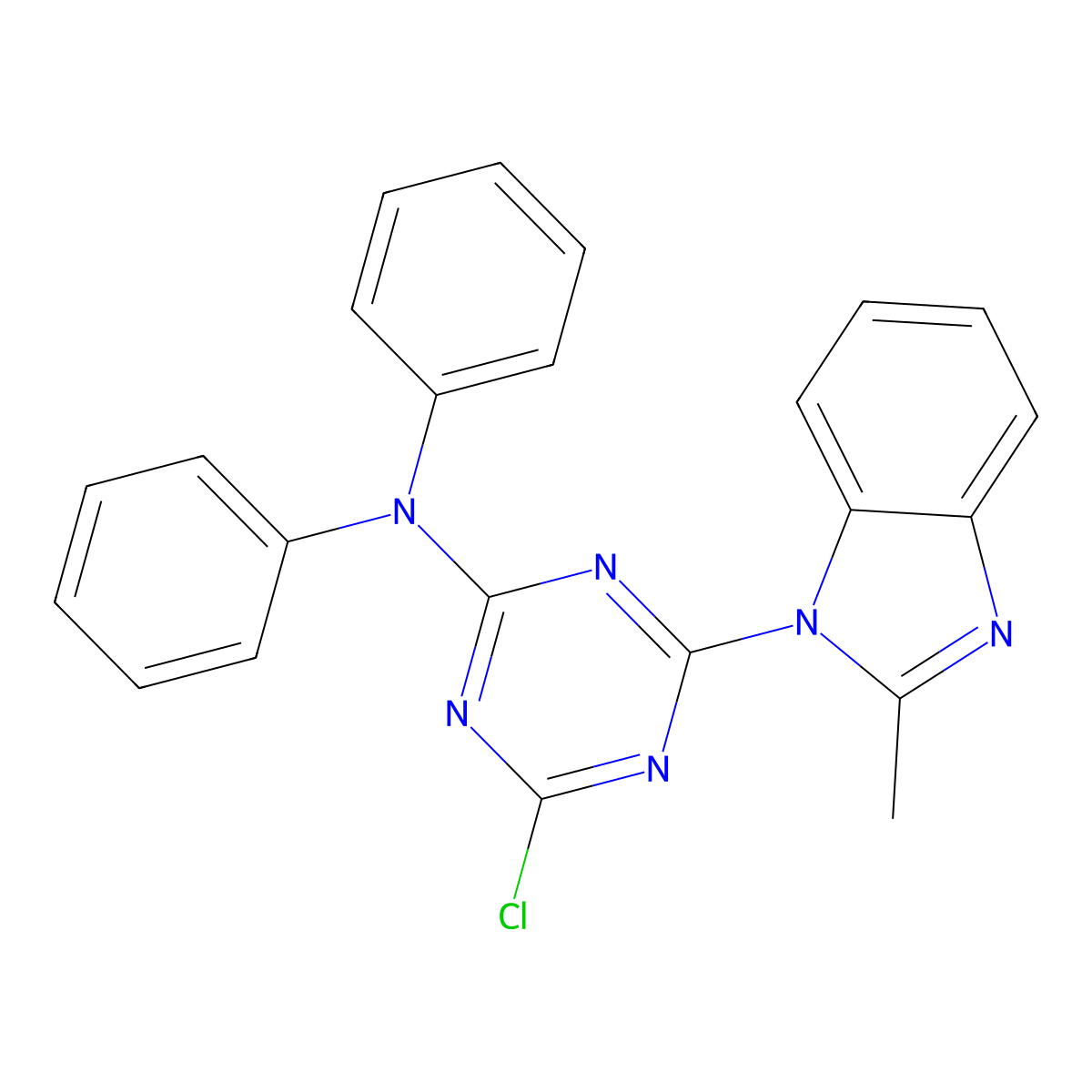 4-chloro-6-(2-methylbenzimidazol-1-yl)-N,N-diphenyl-1,3,5-triazin-2-amine molecular structure, CAS 331753-86-7