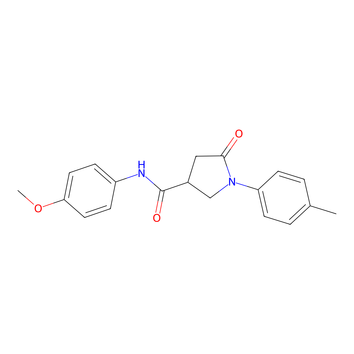 N-(4-methoxyphenyl)-1-(4-methylphenyl)-5-oxopyrrolidine-3-carboxamide molecular structure, CAS 331758-57-7