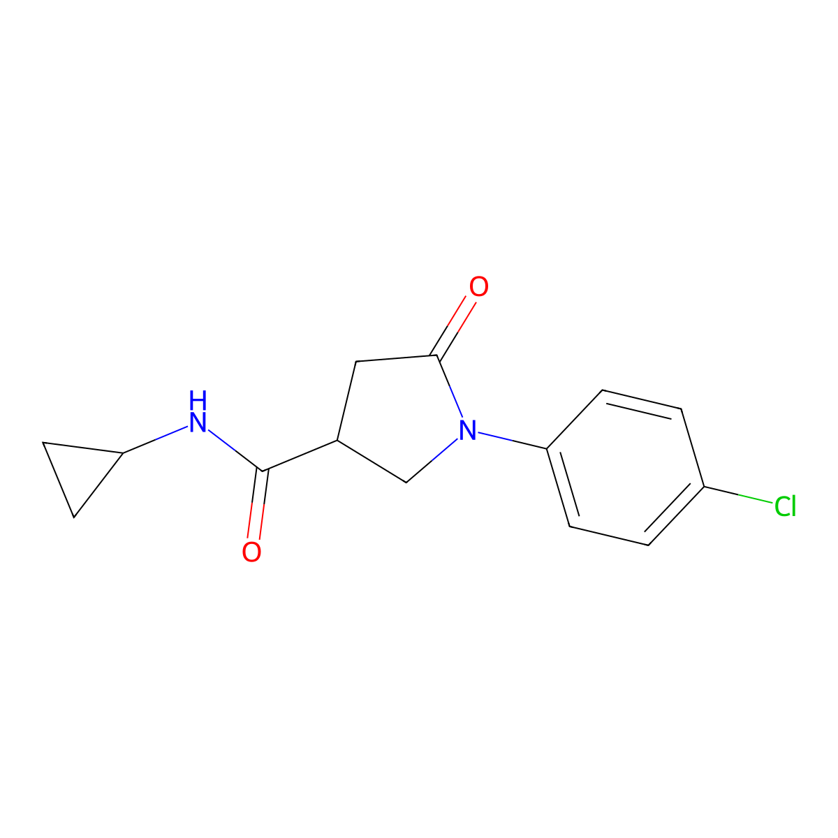 1-(4-chlorophenyl)-N-cyclopropyl-5-oxopyrrolidine-3-carboxamide molecular structure, CAS 331758-65-7
