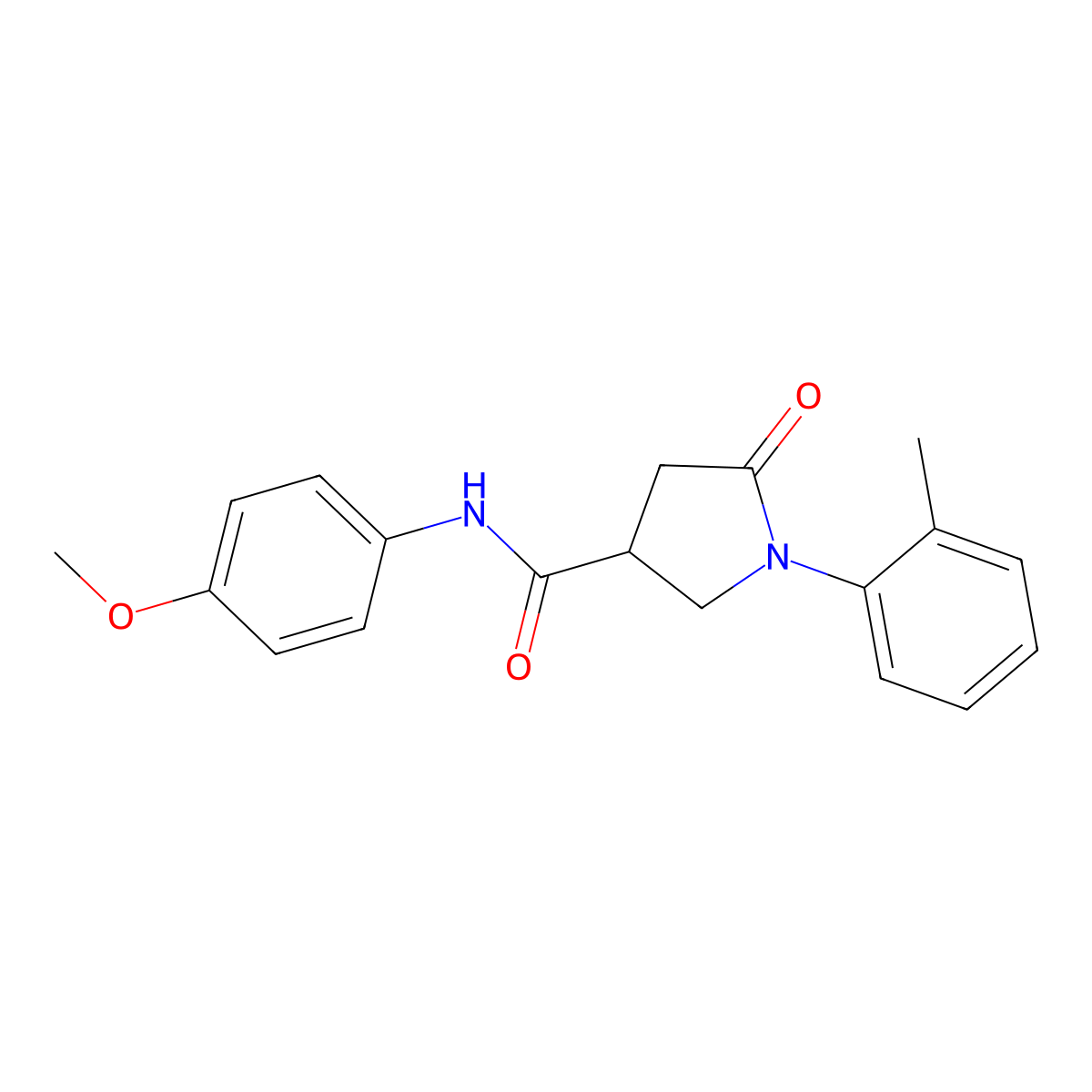 N-(4-methoxyphenyl)-1-(2-methylphenyl)-5-oxopyrrolidine-3-carboxamide molecular structure, CAS 331759-03-6