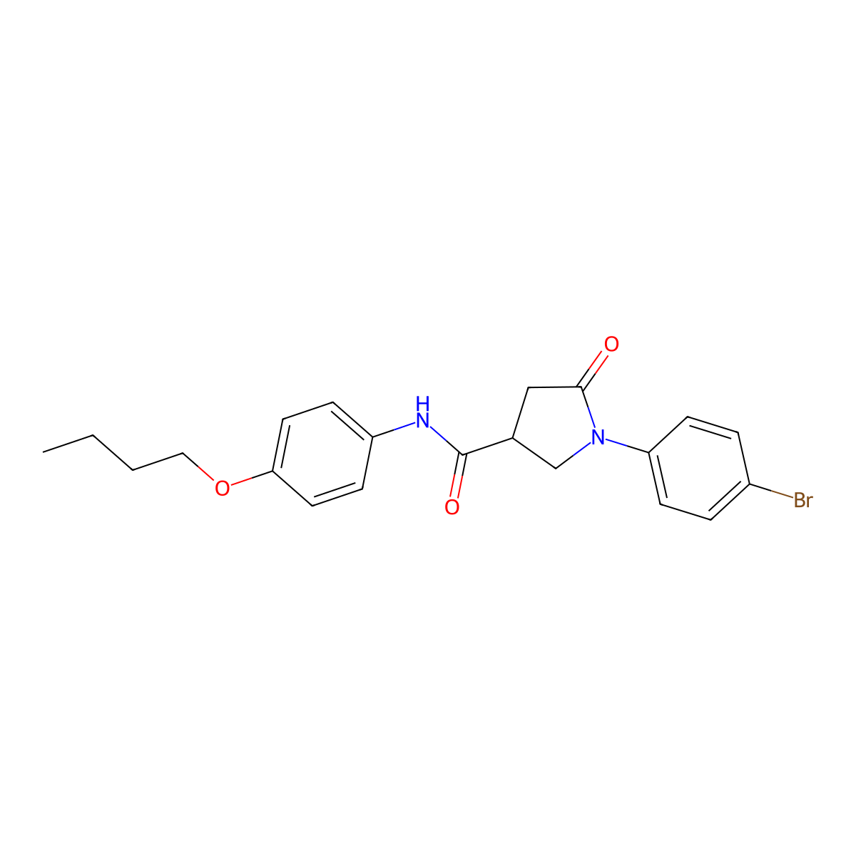 1-(4-bromophenyl)-N-(4-butoxyphenyl)-5-oxopyrrolidine-3-carboxamide molecular structure, CAS 331759-12-7