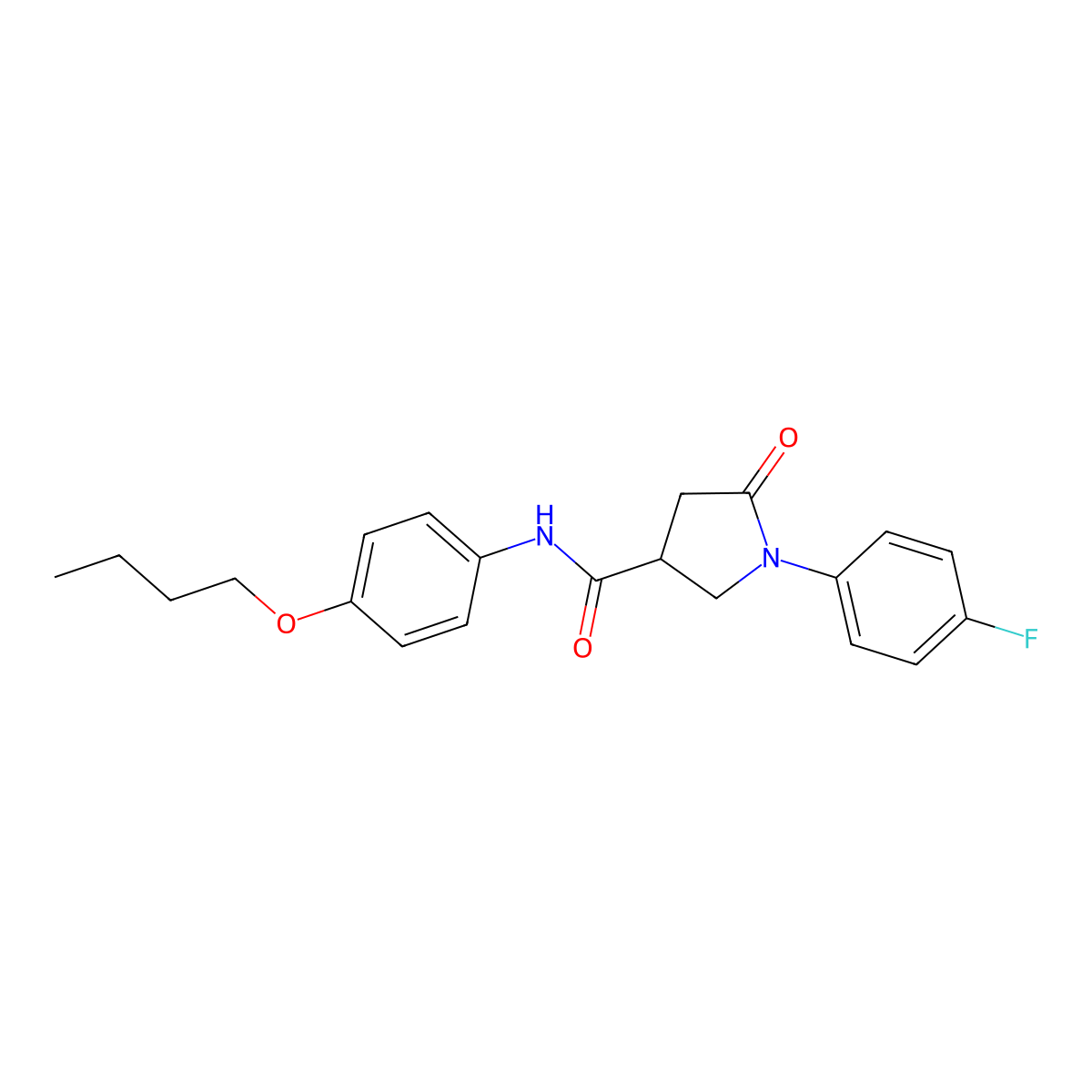 N-(4-butoxyphenyl)-1-(4-fluorophenyl)-5-oxopyrrolidine-3-carboxamide molecular structure, CAS 331759-13-8