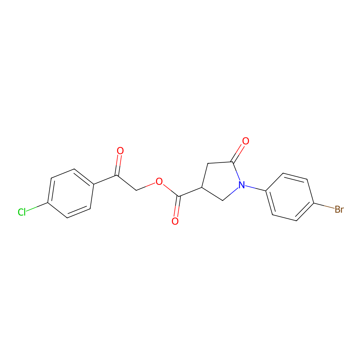 2-(4-Chlorophenyl)-2-oxoethyl 1-(4-bromophenyl)-5-oxopyrrolidine-3-carboxylate molecular structure, CAS 331759-15-0