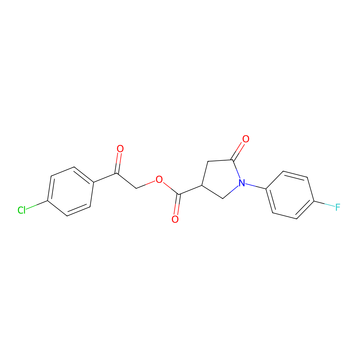 2-(4-Chlorophenyl)-2-oxoethyl 1-(4-fluorophenyl)-5-oxopyrrolidine-3-carboxylate molecular structure, CAS 331759-16-1