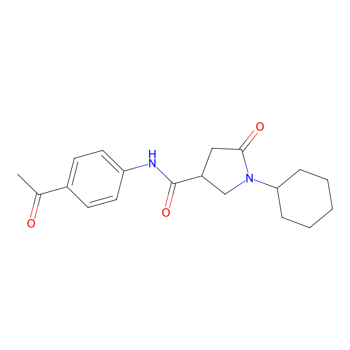 N-(4-acetylphenyl)-1-cyclohexyl-5-oxopyrrolidine-3-carboxamide molecular structure, CAS 331759-20-7