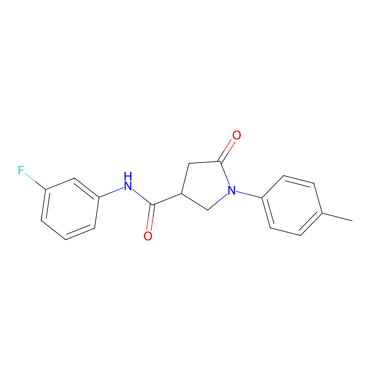 N-(3-fluorophenyl)-1-(4-methylphenyl)-5-oxopyrrolidine-3-carboxamide molecular structure, CAS 331759-33-2