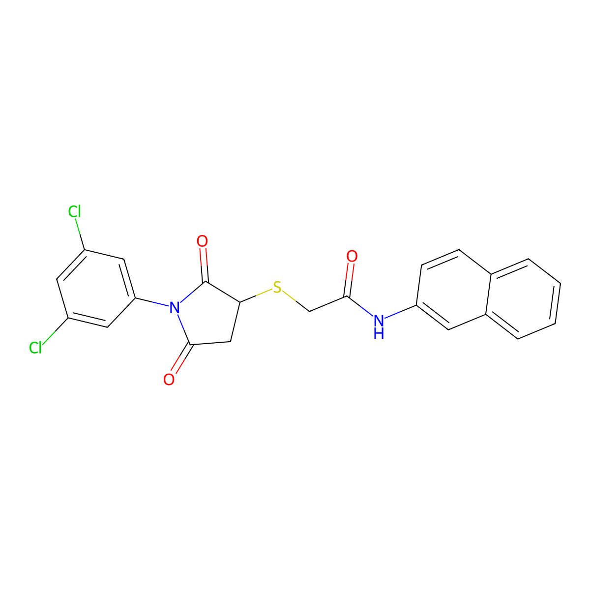 2-[1-(3,5-dichlorophenyl)-2,5-dioxopyrrolidin-3-yl]sulfanyl-N-naphthalen-2-ylacetamide molecular structure, CAS 331759-44-5