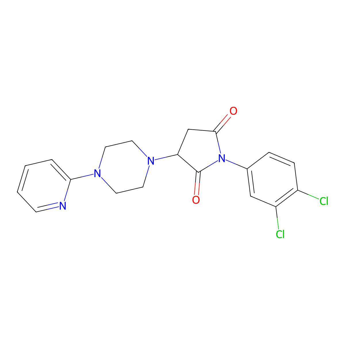 1-(3,4-Dichlorophenyl)-3-(4-pyridin-2-ylpiperazin-1-yl)pyrrolidine-2,5-dione molecular structure, CAS 331759-48-9