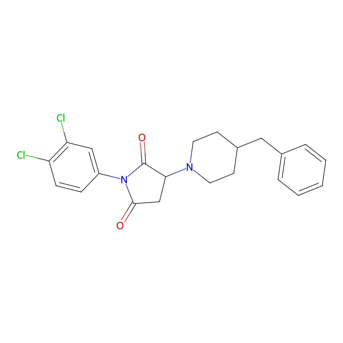 3-(4-Benzylpiperidin-1-yl)-1-(3,4-dichlorophenyl)pyrrolidine-2,5-dione molecular structure, CAS 331759-53-6