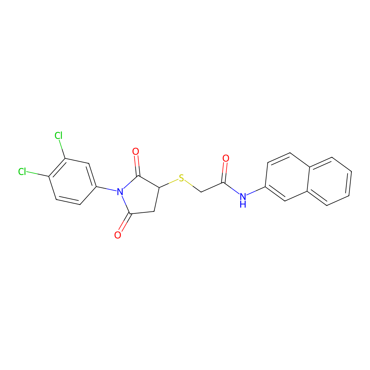 2-{[1-(3,4-dichlorophenyl)-2,5-dioxopyrrolidin-3-yl]sulfanyl}-N-naphthalen-2-ylacetamide molecular structure, CAS 331759-59-2