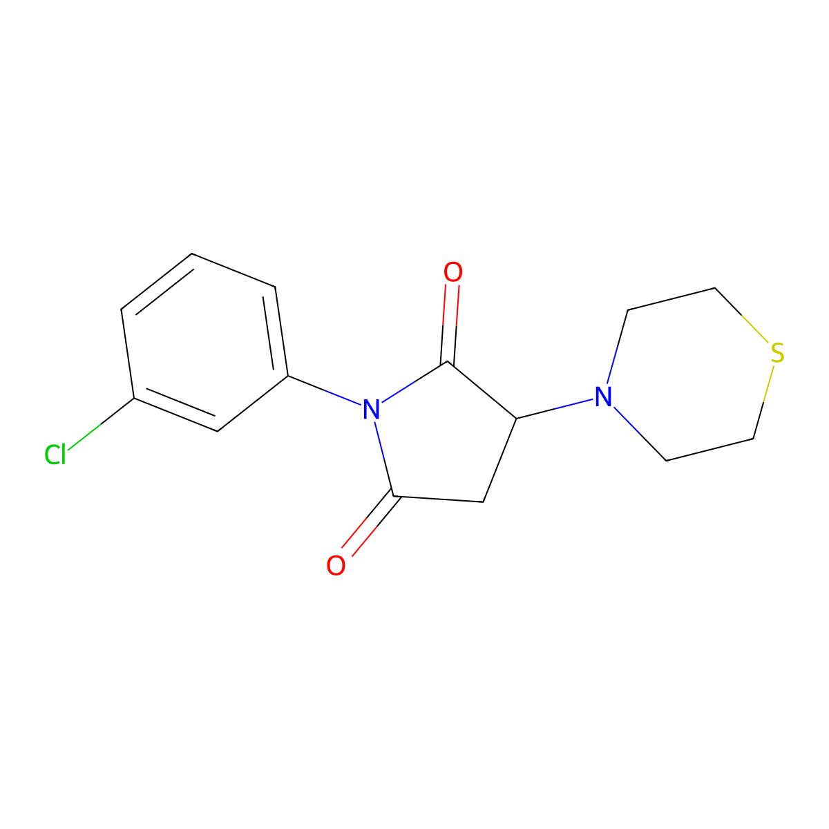 1-(3-Chlorophenyl)-3-thiomorpholin-4-ylpyrrolidine-2,5-dione molecular structure, CAS 331760-34-0