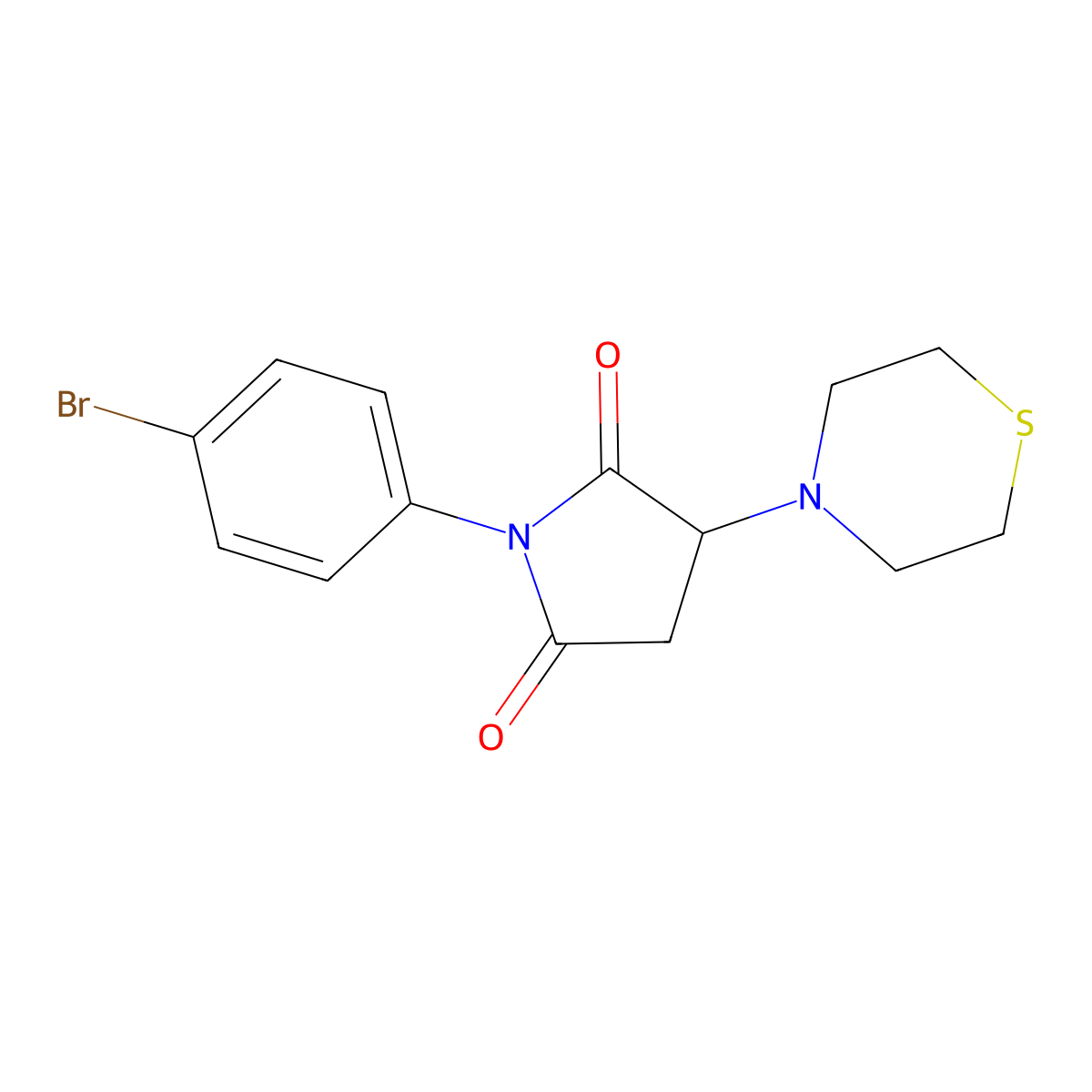 1-(4-Bromophenyl)-3-thiomorpholin-4-ylpyrrolidine-2,5-dione molecular structure, CAS 331760-37-3