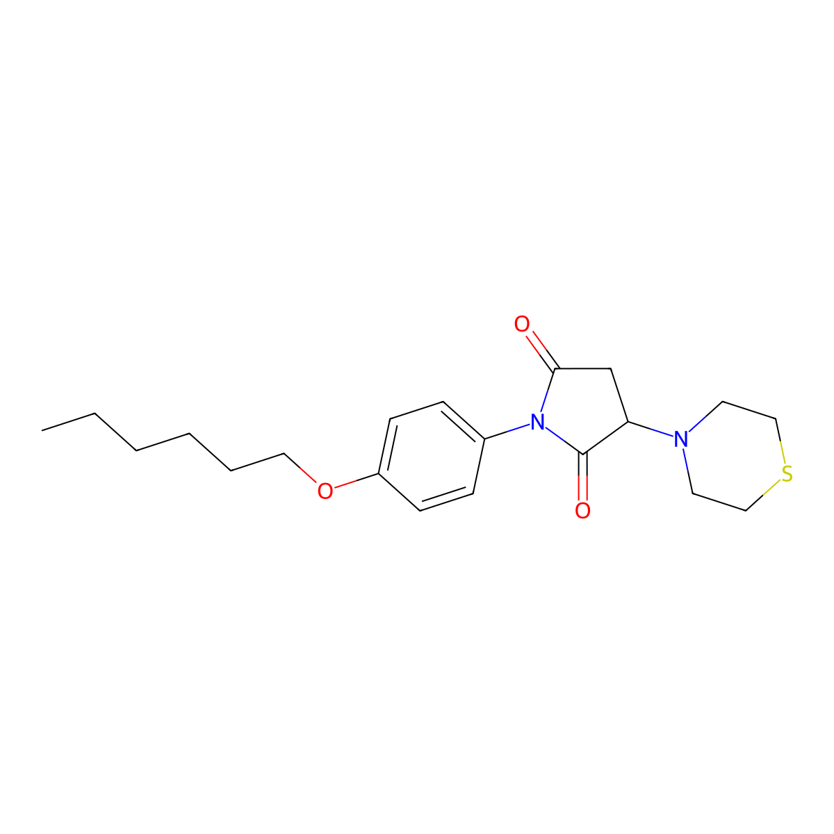 1-(4-Hexoxyphenyl)-3-thiomorpholin-4-ylpyrrolidine-2,5-dione molecular structure, CAS 331760-39-5