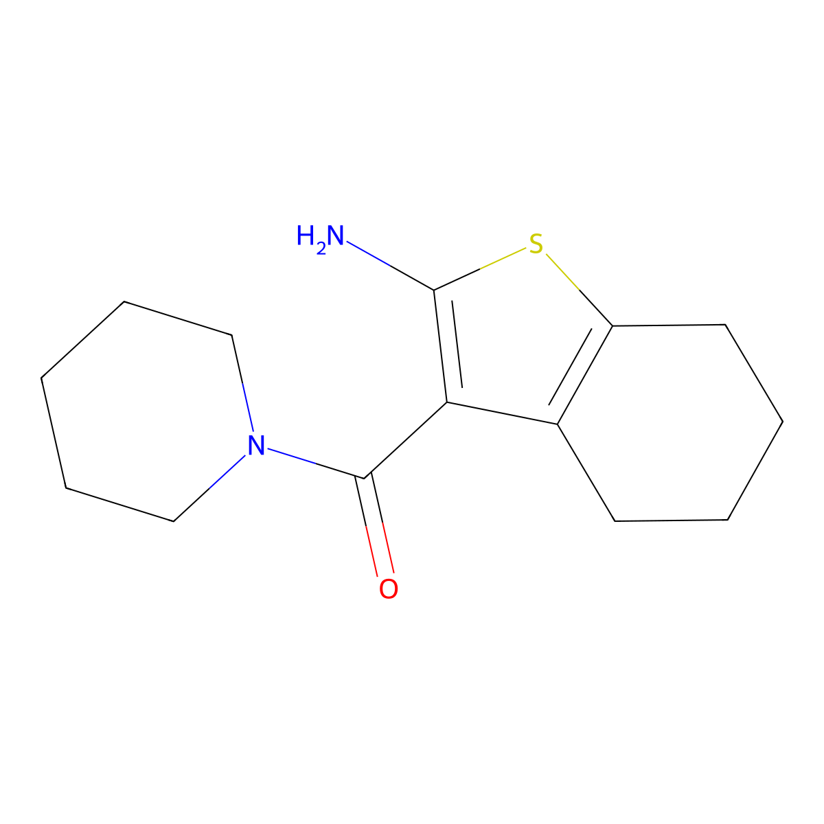 3-(Piperidin-1-ylcarbonyl)-4,5,6,7-tetrahydro-1-benzothien-2-ylamine molecular structure, CAS 331760-59-9