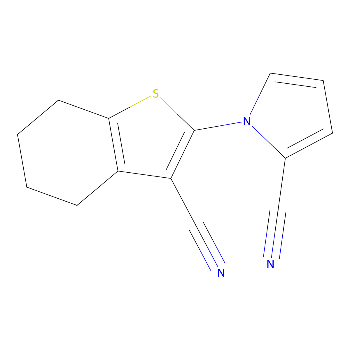 1-(3-cyano-4,5,6,7-tetrahydro-1-benzothiophen-2-yl)-1H-pyrrole-2-carbonitrile molecular structure, CAS 331760-60-2
