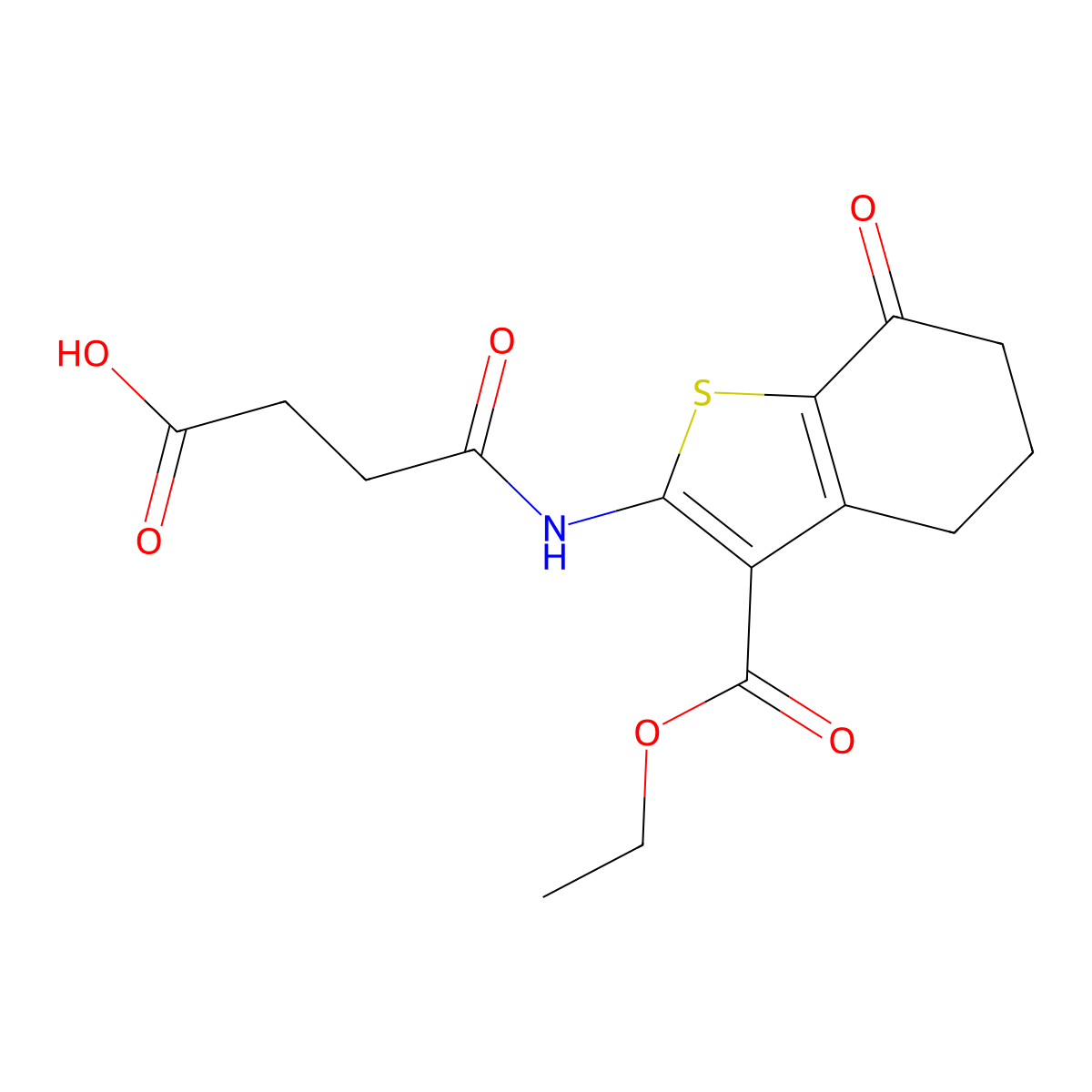 4-{[3-(Ethoxycarbonyl)-7-oxo-4,5,6,7-tetrahydro-1-benzothiophen-2-yl]amino}-4-oxobutanoic acid molecular structure, CAS 331760-61-3